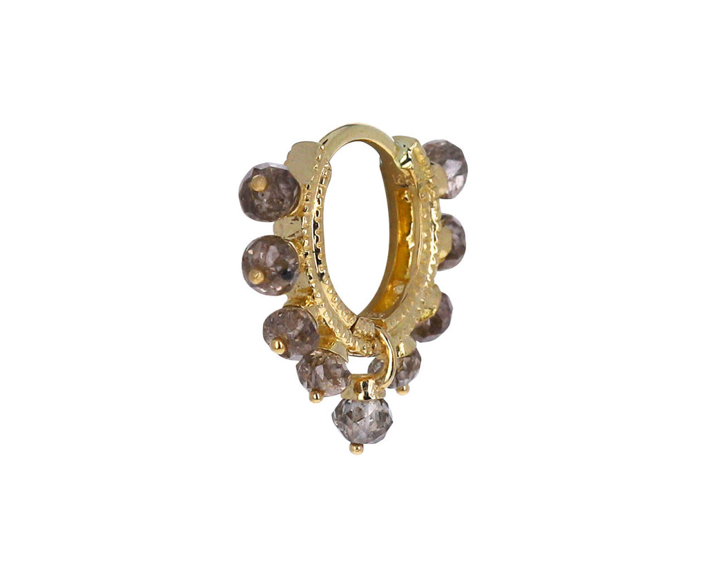 1/4 Yellow Gold Champagne Diamond Coronet SINGLE Hoop