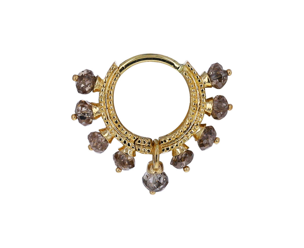 1/4 Yellow Gold Champagne Diamond Coronet SINGLE Hoop