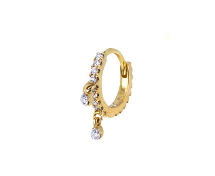 1/4 Yellow Gold Diamond Dangle Eternity SINGLE Hoop