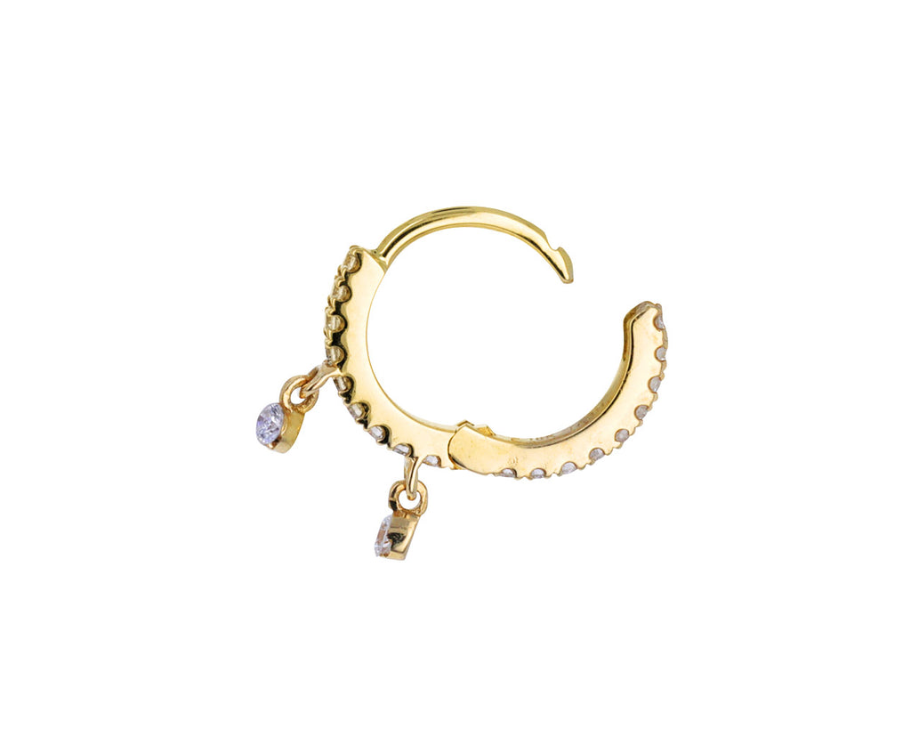 1/4 Yellow Gold Diamond Dangle Eternity SINGLE Hoop