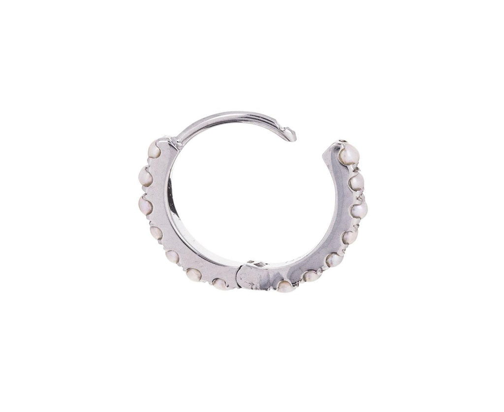 5/16 White Gold Pearl Eternity SINGLE Hoop - TWISTonline 