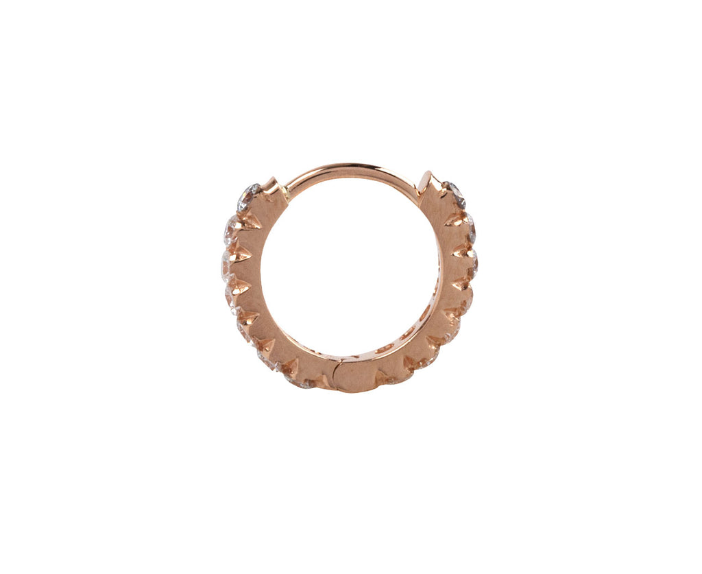 Maria Tash 5/16 Rose Gold Invisible Set Diamond Eternity SINGLE Hoop Earring Side View