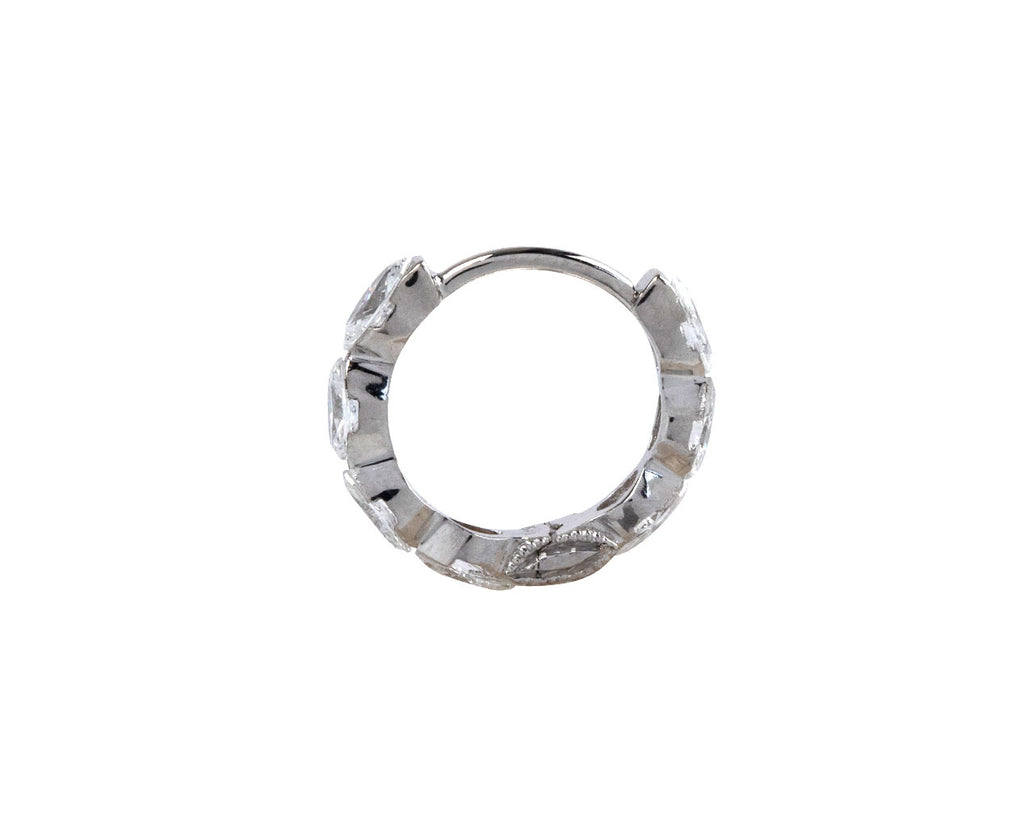 Maria Tash 5/16 White Gold Invistible Set Marquise Diamond Eternity SINGLE Hoop Earring Side View
