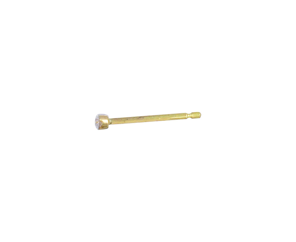 1.5mm Yellow Gold Invisible Set Diamond SINGLE Stud Earring