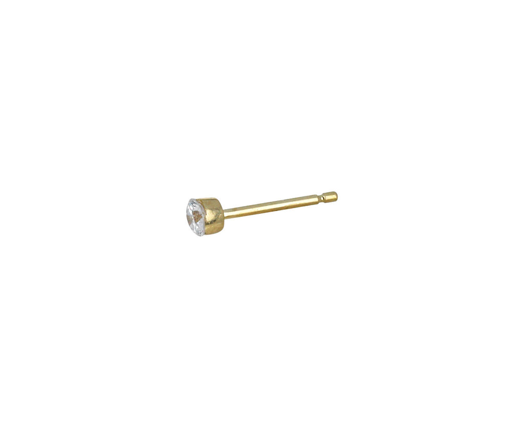 3mm Yellow Gold Invisible Set Diamond SINGLE Stud