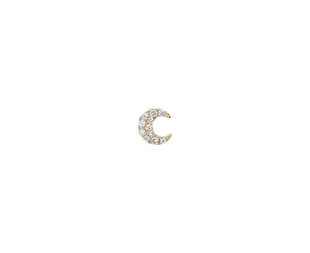 Yellow Gold Diamond Crescent SINGLE Stud Earring - TWISTonline 