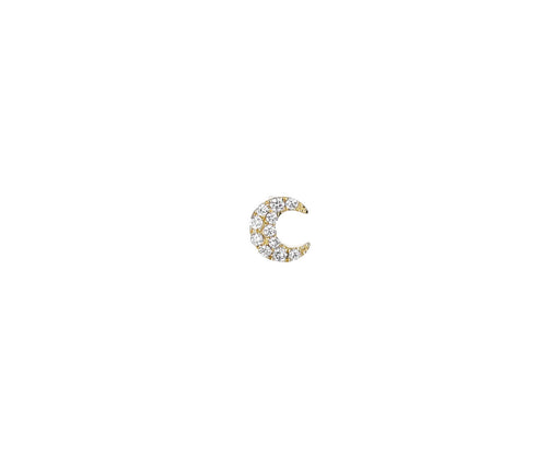 Yellow Gold Diamond Crescent SINGLE Stud Earring