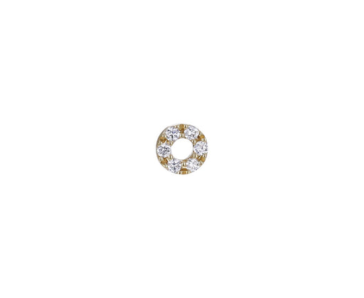 Yellow Gold Diamond Open Circle SINGLE Stud Earring