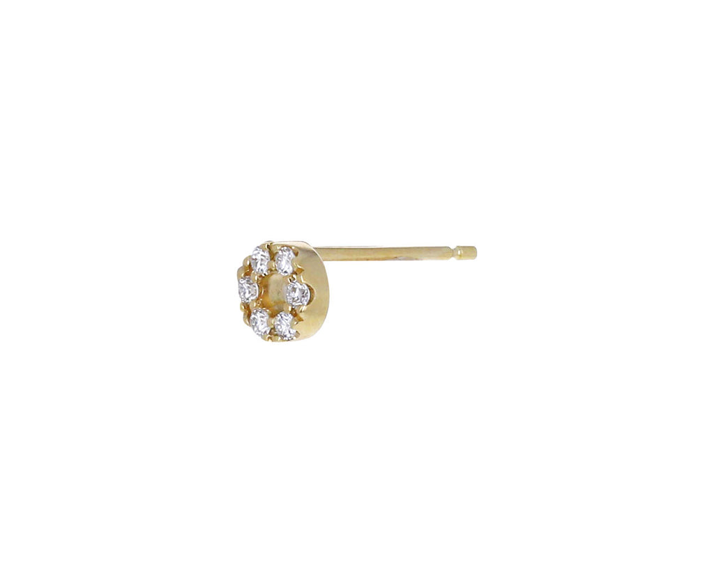 Yellow Gold Diamond Open Circle SINGLE Stud Earring