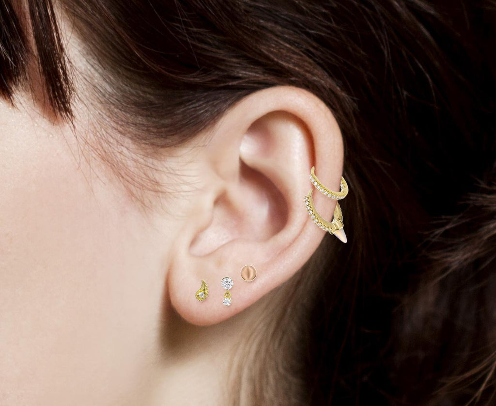 Yellow Gold Diamond Paisley SINGLE Left Earring - TWISTonline 