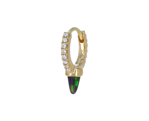 1/4 Yellow Gold Diamond Eternity Black Opal Spike SINGLE Hoop