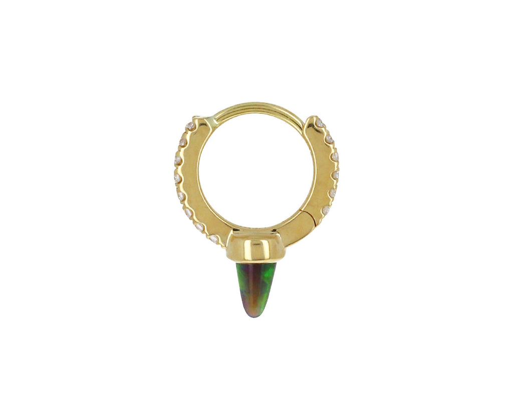 1/4 Yellow Gold Diamond Eternity Black Opal Spike SINGLE Hoop