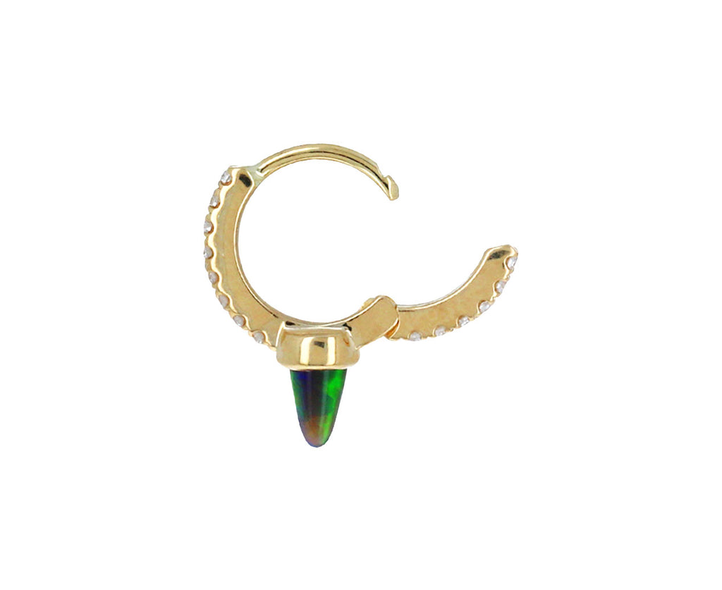 1/4 Yellow Gold Diamond Eternity Black Opal Spike SINGLE Hoop