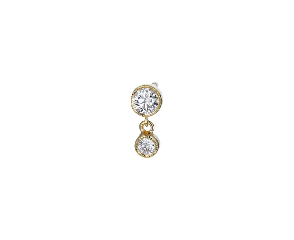 3mm-2mm Scalloped Set Diamond Dangle SINGLE Stud