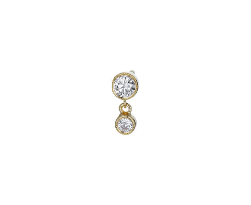 3mm-2mm Scalloped Set Diamond Dangle SINGLE Stud