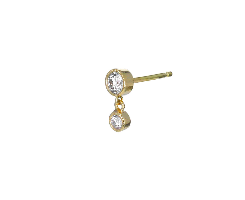 3mm-2mm Scalloped Set Diamond Dangle SINGLE Stud