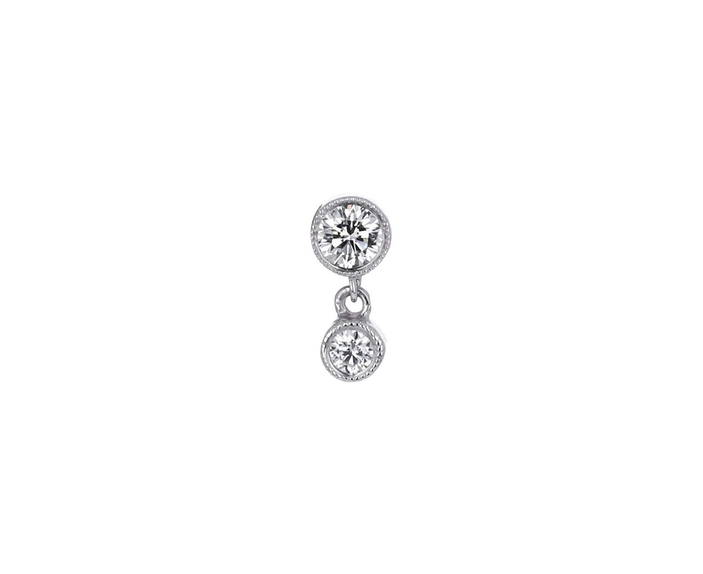 White Gold 3mm-2mm Scalloped Set Diamond SINGLE Stud
