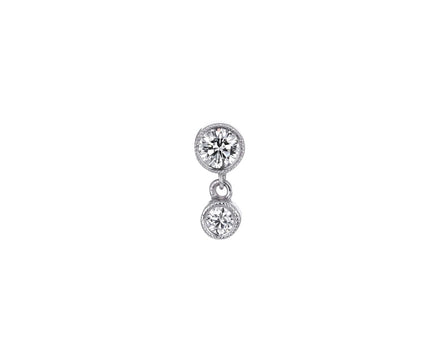 White Gold 3mm-2mm Scalloped Set Diamond SINGLE Stud - TWISTonline 