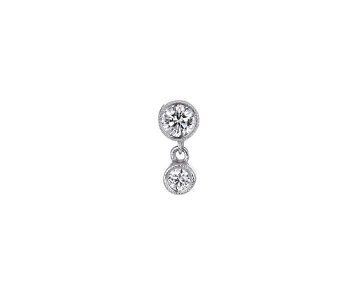White Gold 3mm-2mm Scalloped Set Diamond SINGLE Stud