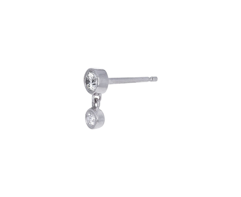 White Gold 3mm-2mm Scalloped Set Diamond SINGLE Stud