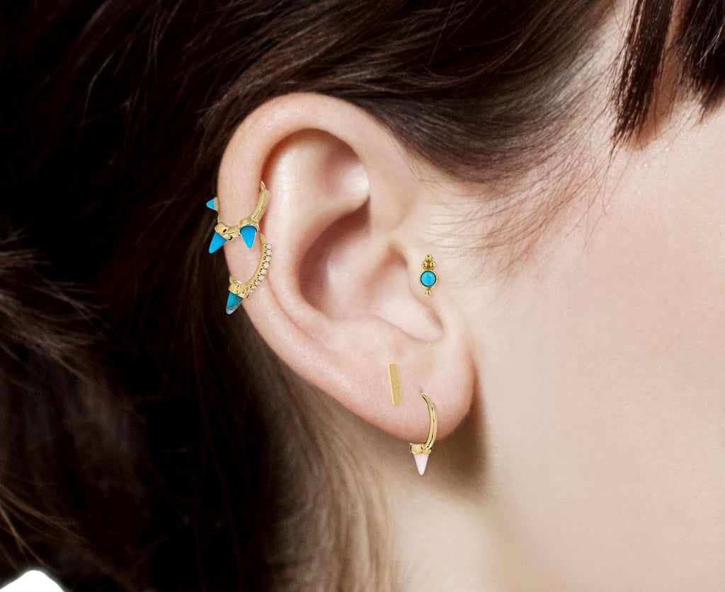 1 4 Opal Spike SINGLE Hoop Earring