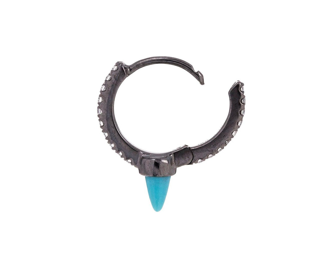 5/16 Black Gold Diamond Eternity Turquoise Spike SINGLE Hoop - TWISTonline 