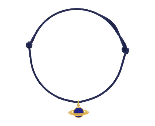 Blue Enamel Saturn Charm Bracelet