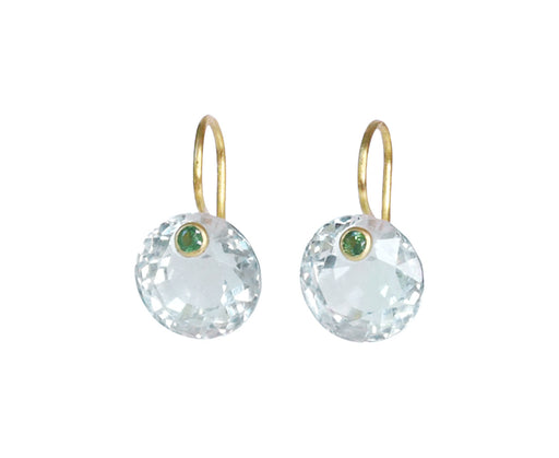Green Quartz and Tsavorite Garnet Gem Earrings