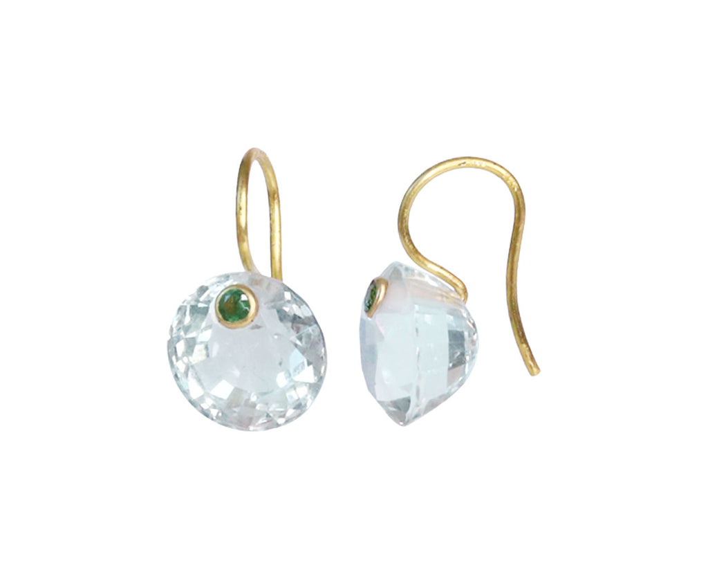 Green Quartz and Tsavorite Garnet Gem Earrings