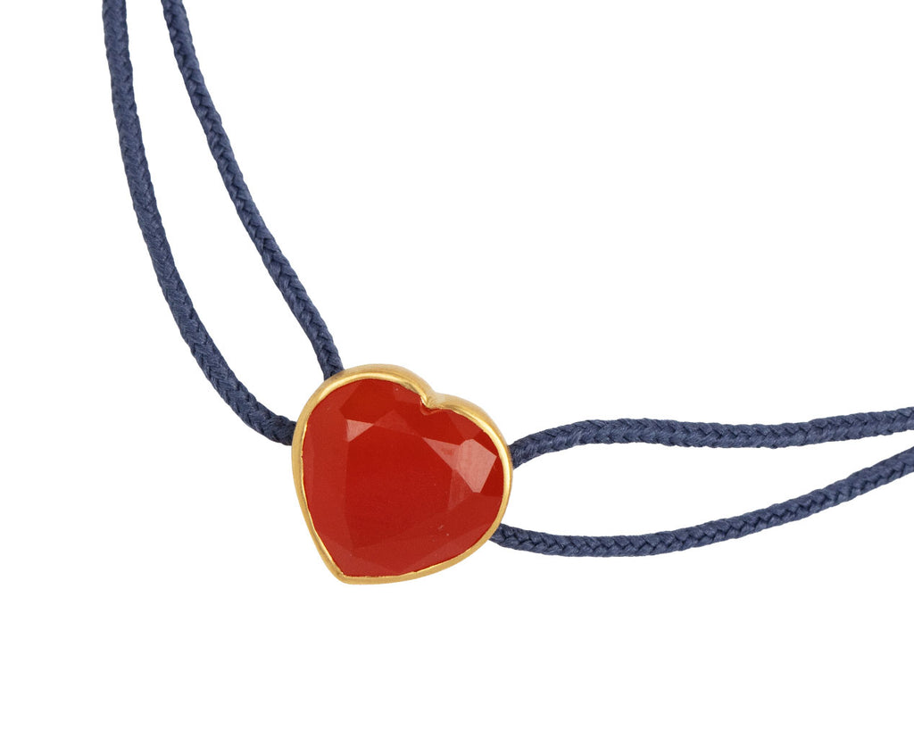 Marie-Hélène de Taillac Carnelian Precious Heart Charm Bracelet Close Up