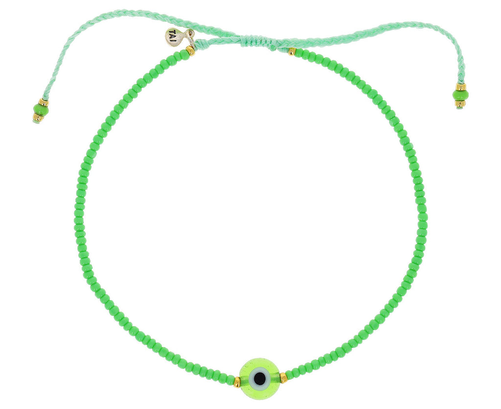 Green Evil Eye Bead Bracelet