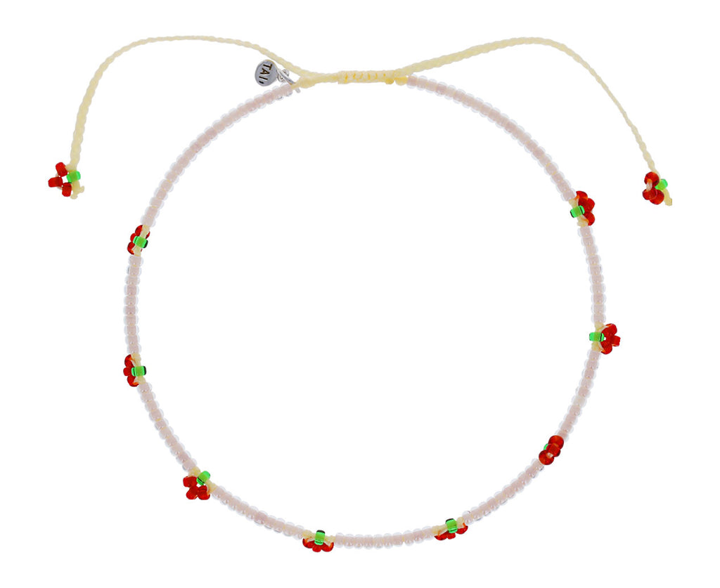 Red Beaded Strawberry Station Bracelet