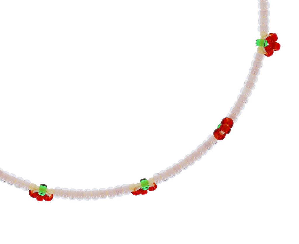 Red Beaded Strawberry Station Bracelet