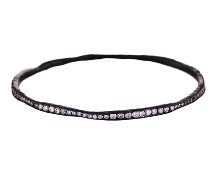 Irregular Silver and Mixed Diamond Bangle Bracelet - TWISTonline 
