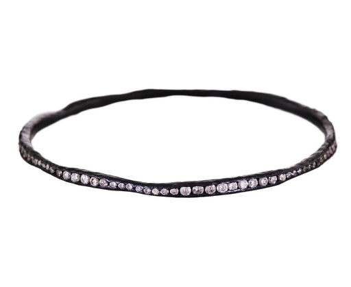 Irregular Silver and Mixed Diamond Bangle Bracelet - TWISTonline 