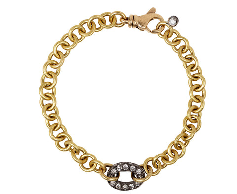 Todd Pownell Round Link and Diamond Oval Chain Bracelet