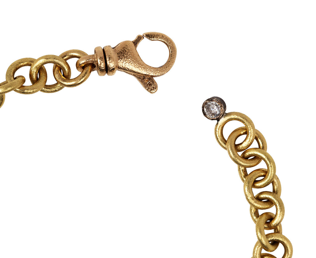 Todd Pownell Round Link and Diamond Oval Chain Bracelet Clasp Open