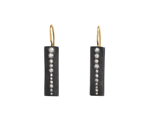 Concave Rectangle Earrings with Inverted Diamonds