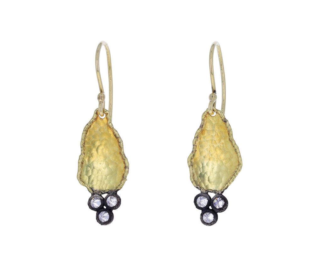 Hammered Gold and Diamond Teardrop Earrings