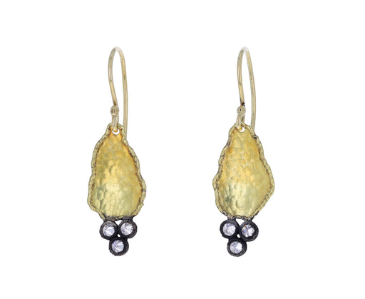 Hammered Gold and Diamond Teardrop Earrings