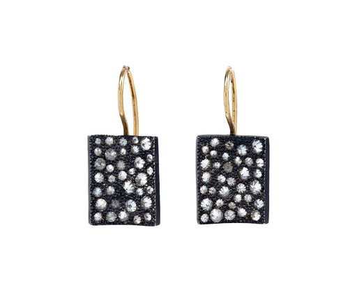 Oxidized Silver and Inverted Diamond Earrings
