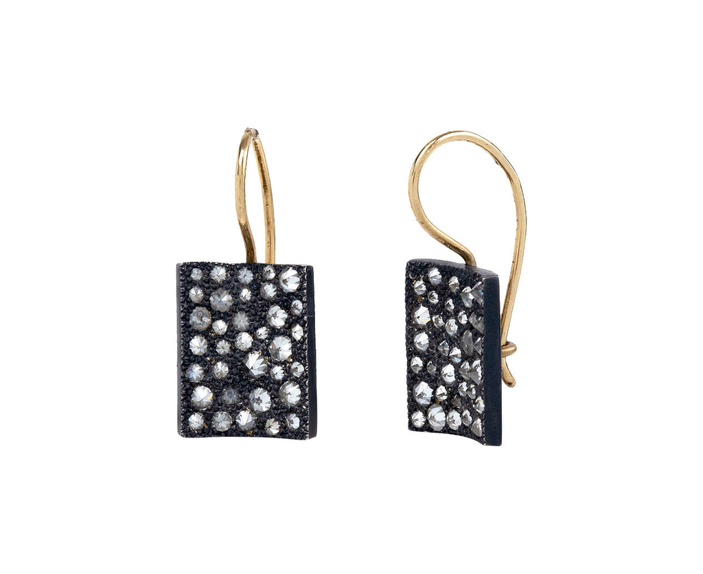 Oxidized Silver and Inverted Diamond Earrings