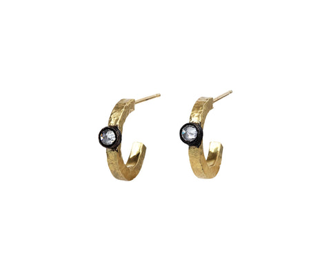 Inverted Diamond Hoop Earrings