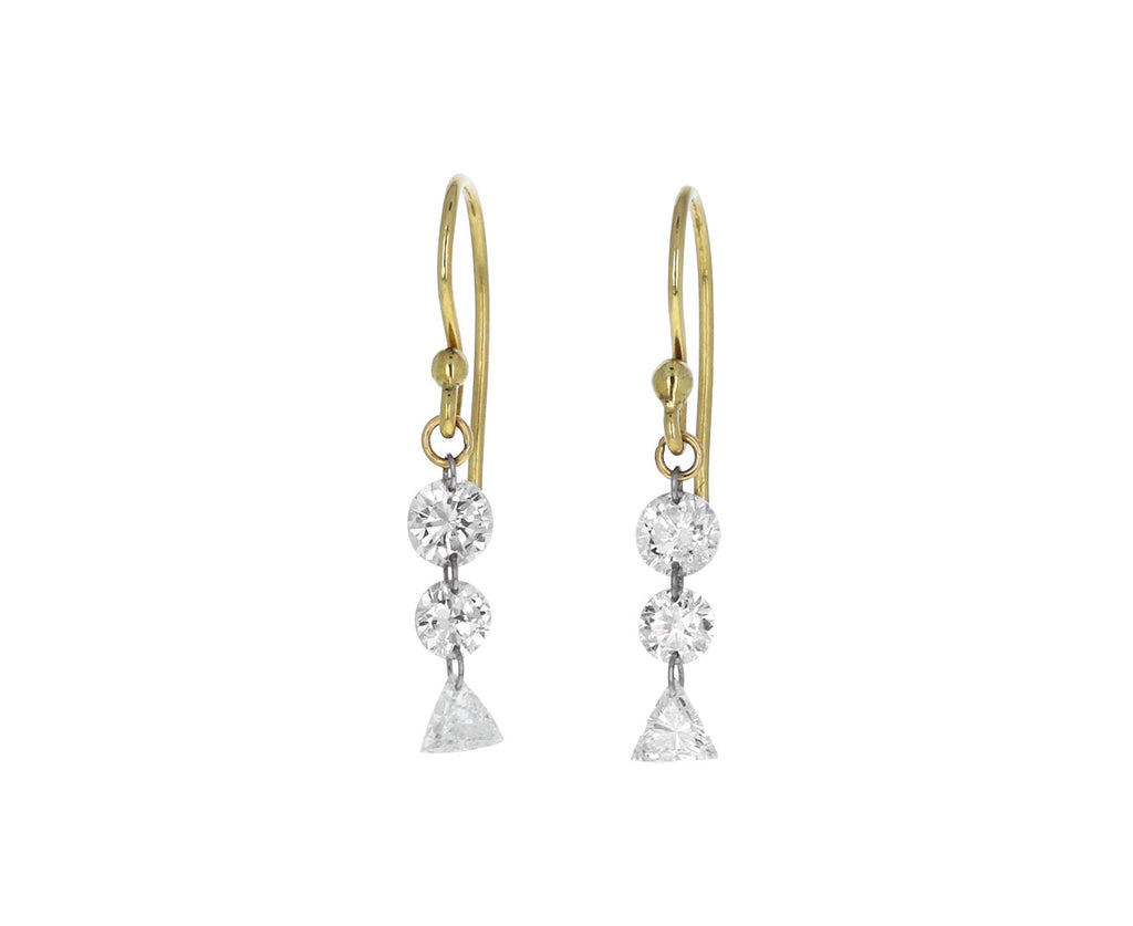 Round and Trillion Diamond Dangle Earrings