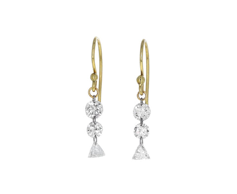Round and Trillion Diamond Dangle Earrings