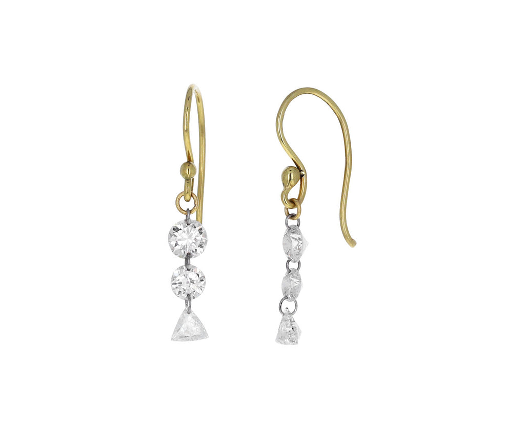 Round and Trillion Diamond Dangle Earrings
