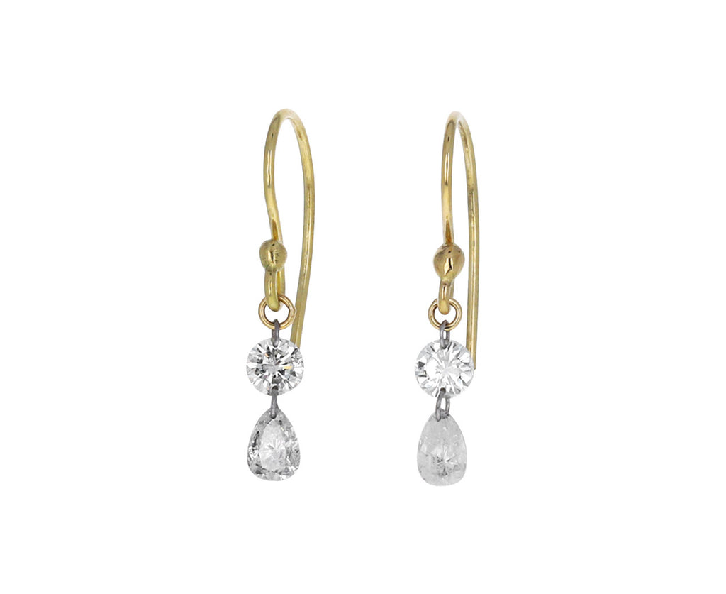 Round and Pear Shaped Diamond Drop Earrings