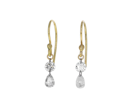 Round and Pear Shaped Diamond Drop Earrings