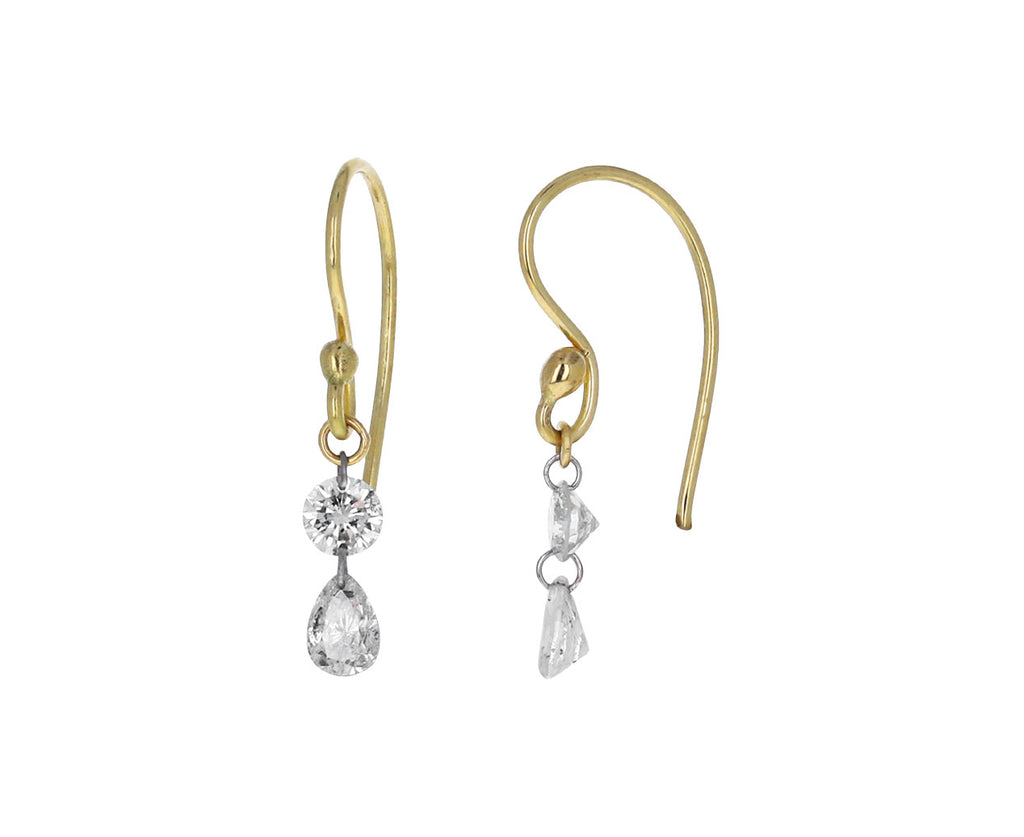 Round and Pear Shaped Diamond Drop Earrings