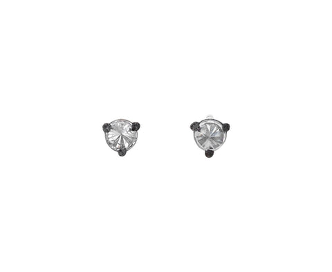 Tiny Inverted Diamond Stud Earrings